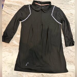 SwingDish Black Performance Golf Top Medium Stretch UV Athletic Long Sleeve NEW